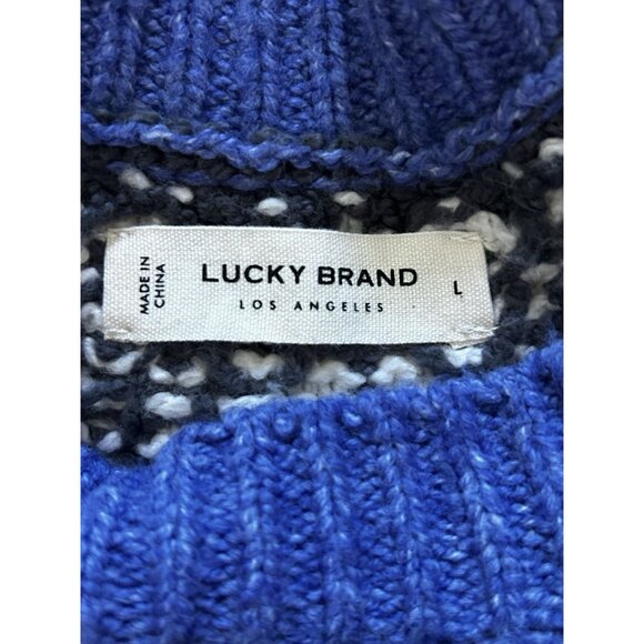 Lucky Brand Women's Fair Isle Cable Knit Crewneck Sweater Size Large - Picture 4 of 8